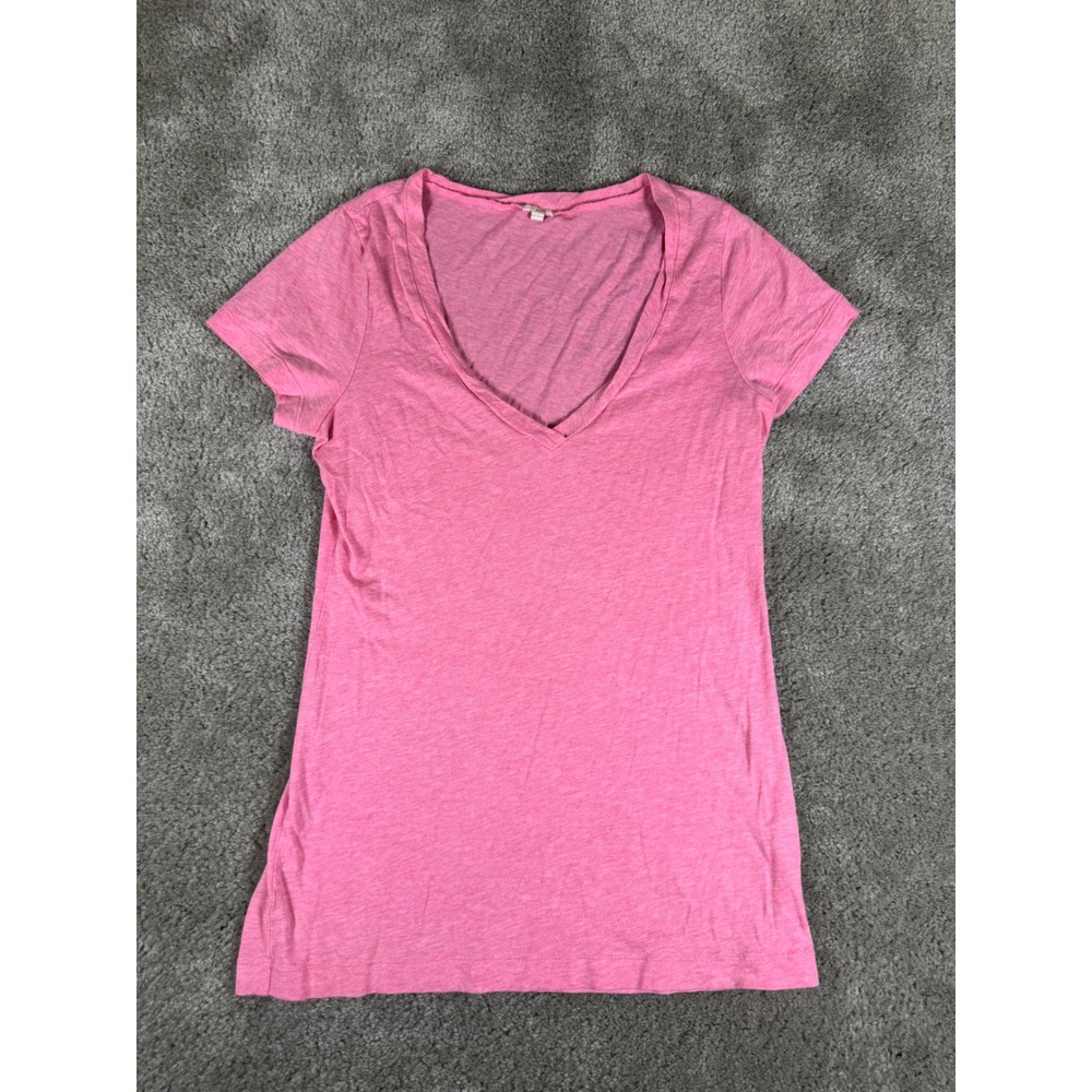 J.Crew Pink Pima Cotton Modal V-Neck Short Sleeve Tee Shirt Small RN77388
